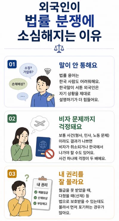 외국인법률상담 | 외국인이 법률 분쟁에 목소리를 내기 힘든 이유